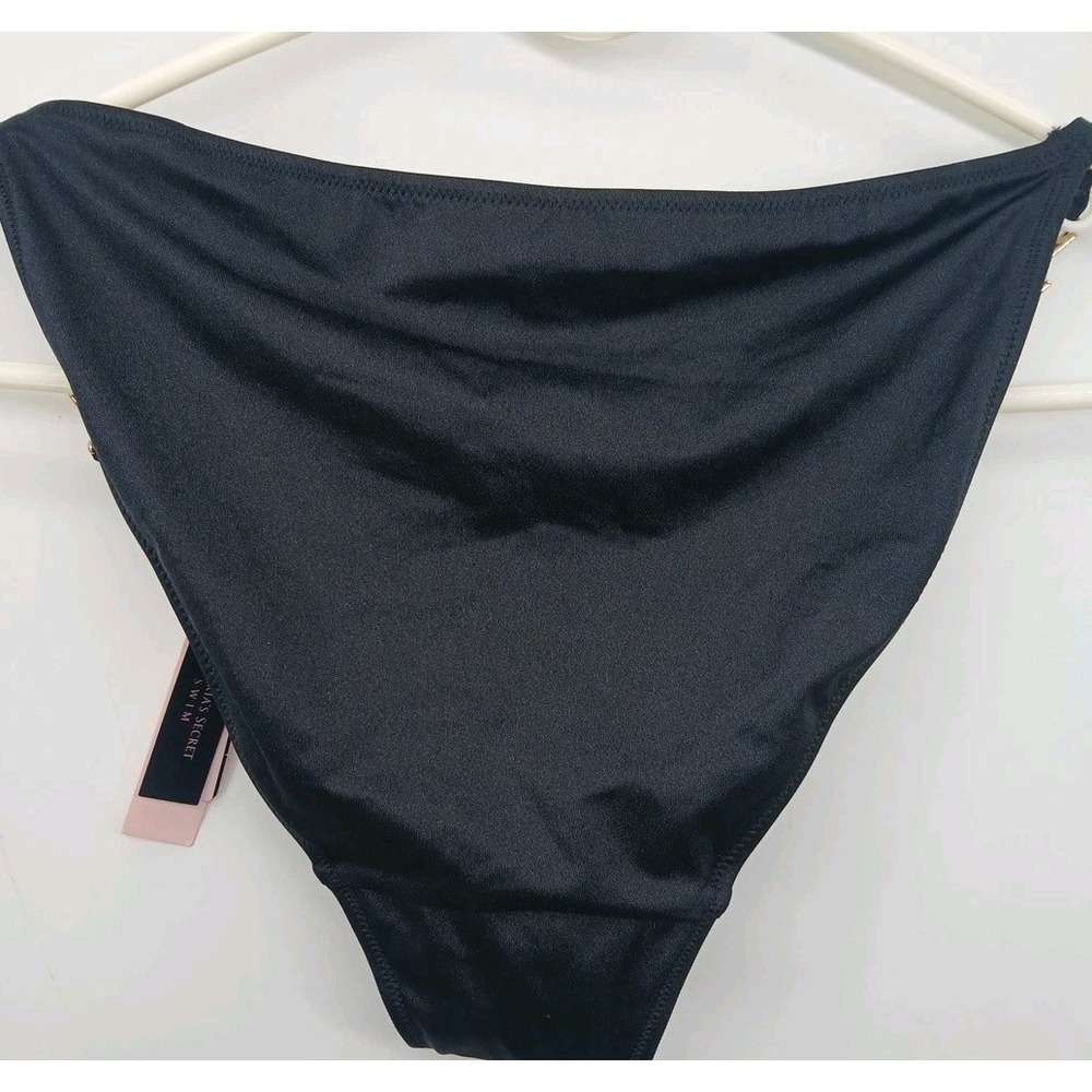 VS Black Brazilian Gold Chain Strap Bikini Bottom New Size M - Picture 6 of 8
